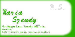 maria szendy business card